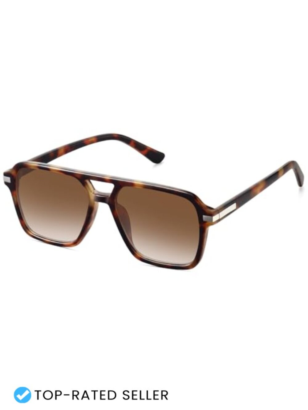 Unisex Retro Square Aviator Sunglasses with Double Bridge UV400 Protection